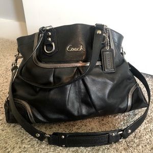 Black Leather Coach Convertable Satchel Bag